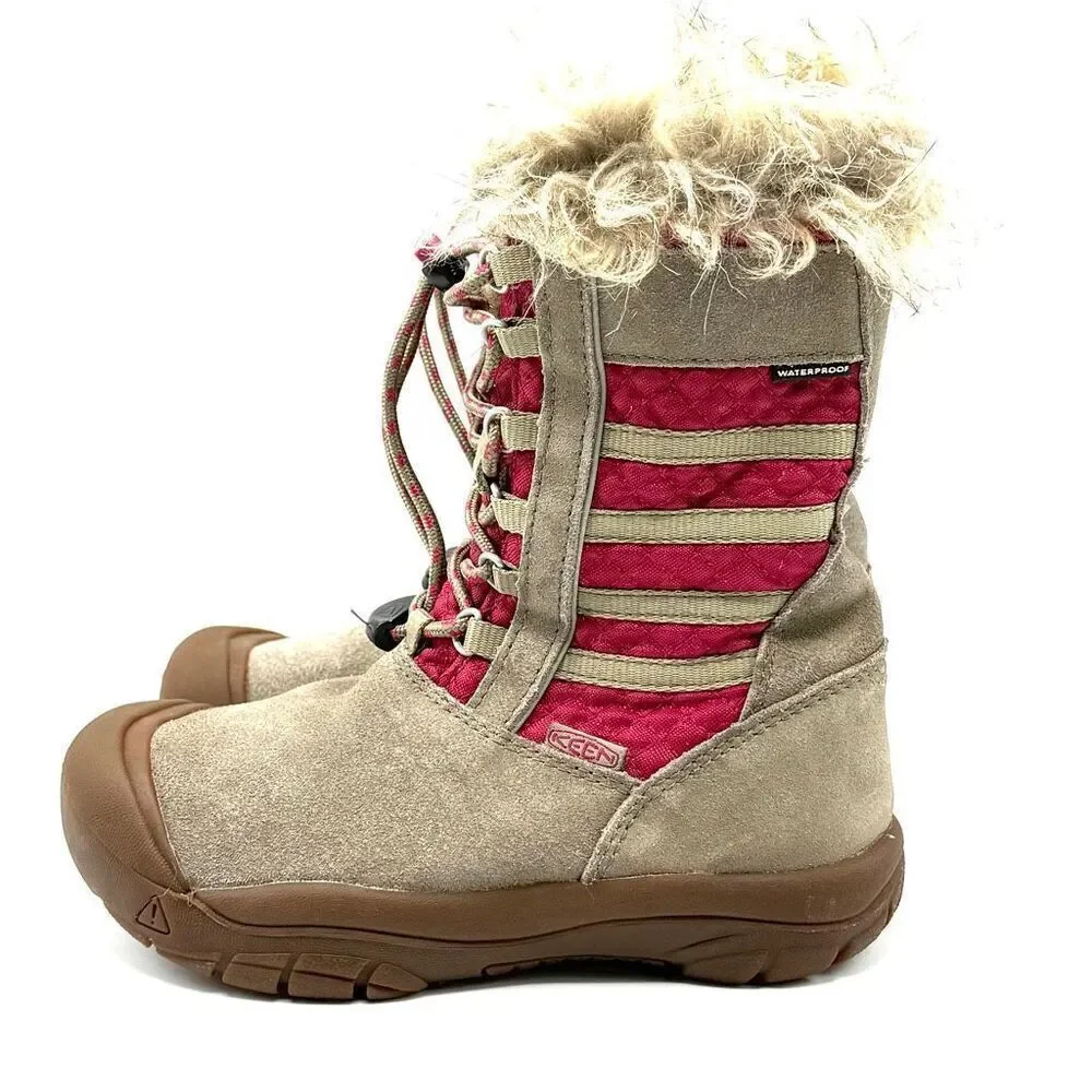 KEEN Wapato WP Winter Boots in a Brindle and Cerise Colorway - US Kids Size 13 /